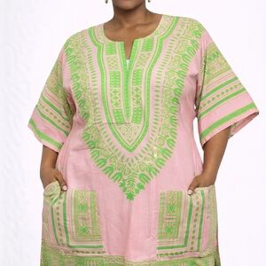 Pink and Green Women's Top